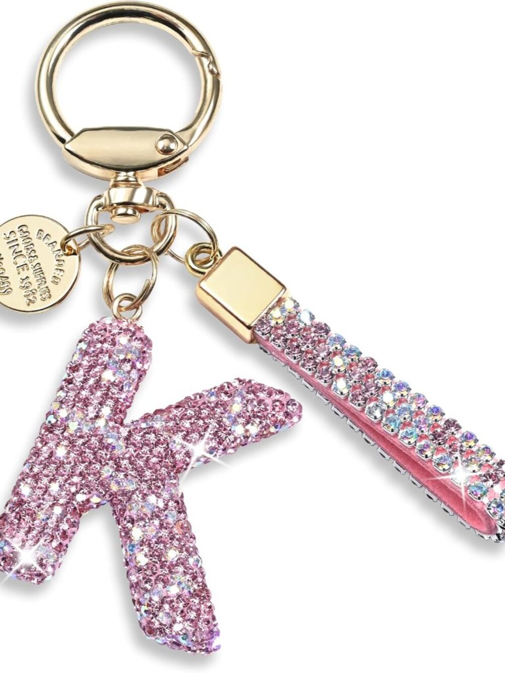 Bling Initial Letter Keychain Bag Charms for Women